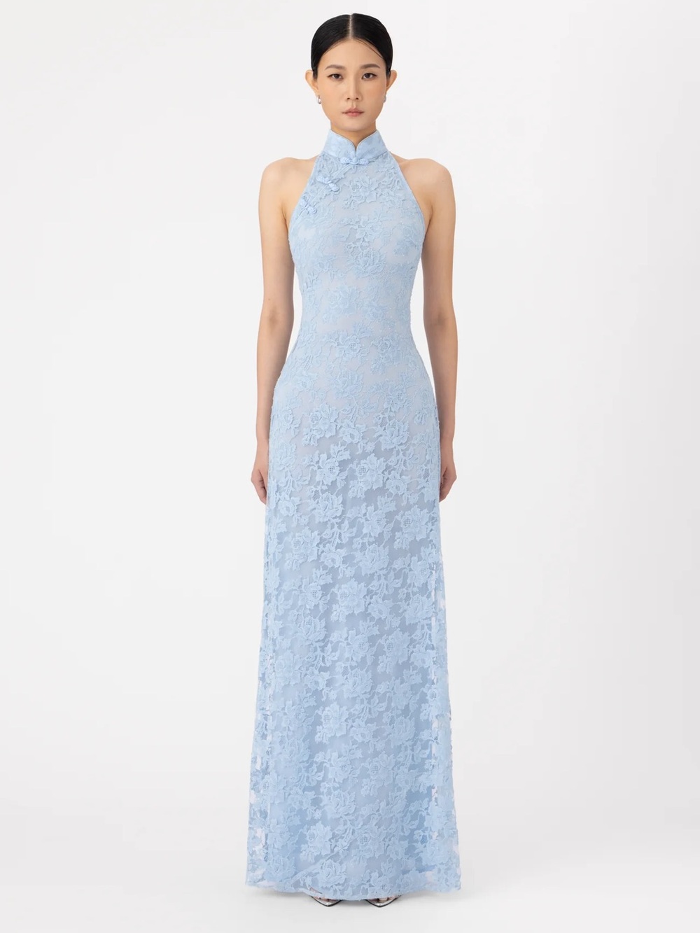 Sau Lee Gillian Lace Dress Sky Blue